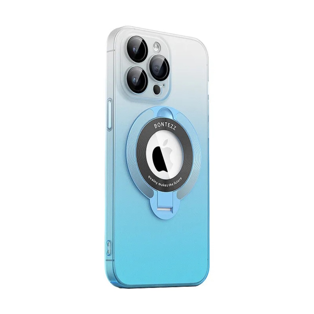 Hollow Out Ring Holder Magsafe Case For iPhone 15 Pro Max (Blue)